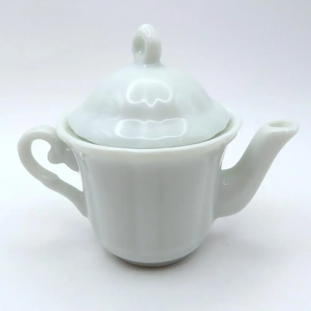 Vintage 1989 Precious Moments Miniature Tea Set Enesco Teapot Cup Saucer Stand